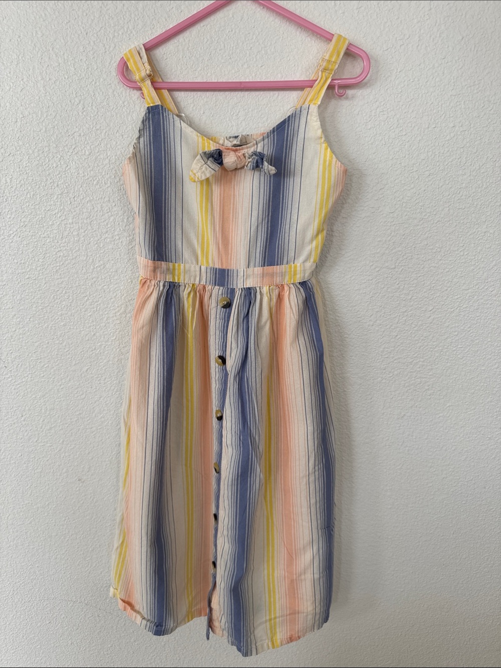 Jessica Simpson Multi-Stripe Sundress in Blue, Peach & Yellow